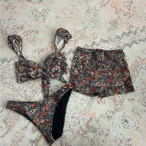 Montce Mara Floral Cabana Bikini Set XS,S + Mini Swim Trunk 5T